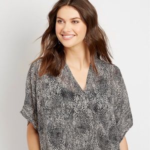 Maurices Snake Skin Wrap Blouse see through Size Small